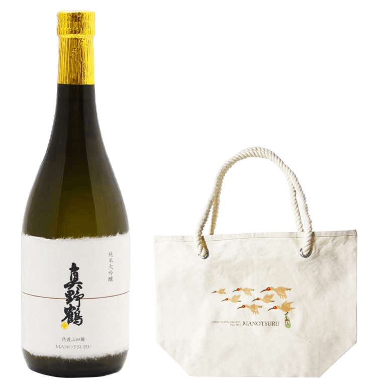 Sake (Manotsuru) and Manotsuru tote bag (Crested Ibis) set