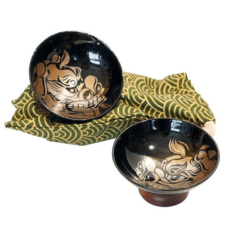 Sake cup / Shishimai (Lion dance, couple)